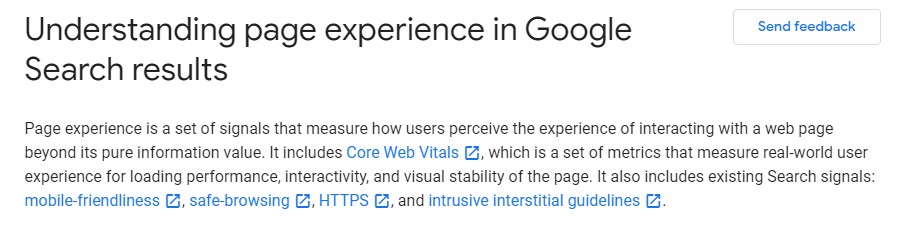 page experience in Google